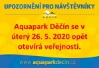 AQUAPARK Děčín zahájil provoz v úterý 26. května 2020